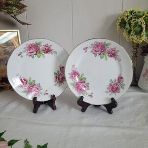 Vintage Bone China Dessert Plate Set Of 2 Sailsbury Juliana Rose Gold England